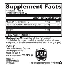 XYMOGEN Melatonin CR 90 comprimés, vue de côté montrant l'étiquette
