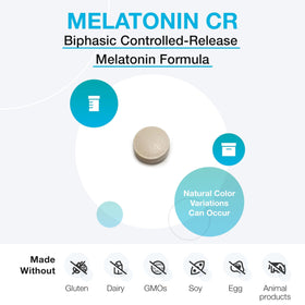 XYMOGEN Melatonin CR comprimés, gros plan sur la texture des comprimés