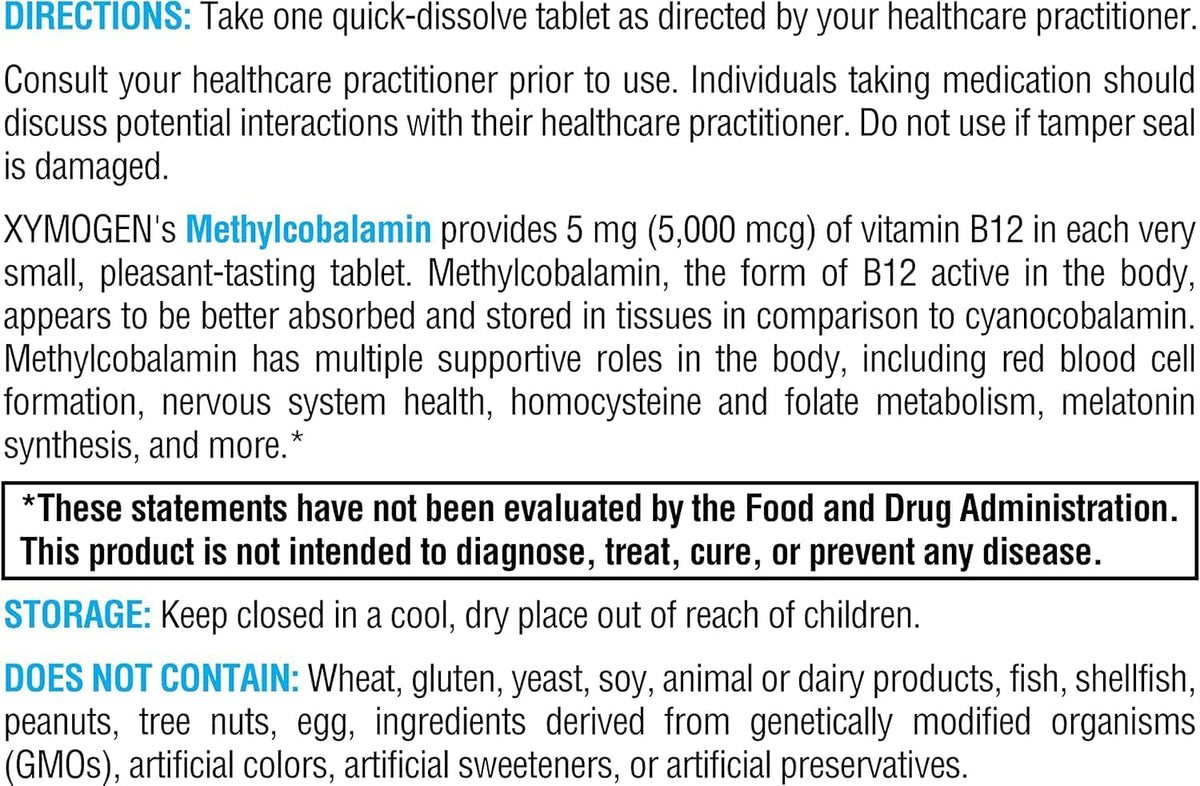 XYMOGEN Methylcobalamin comprimé à dissolution rapide, vue de côté