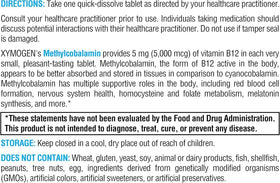 XYMOGEN Methylcobalamin comprimé à dissolution rapide, vue de côté