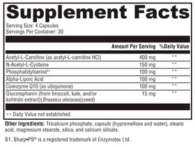 XYMOGEN NeuroActives BrainSustain 240 Capsules étiquette détaillée