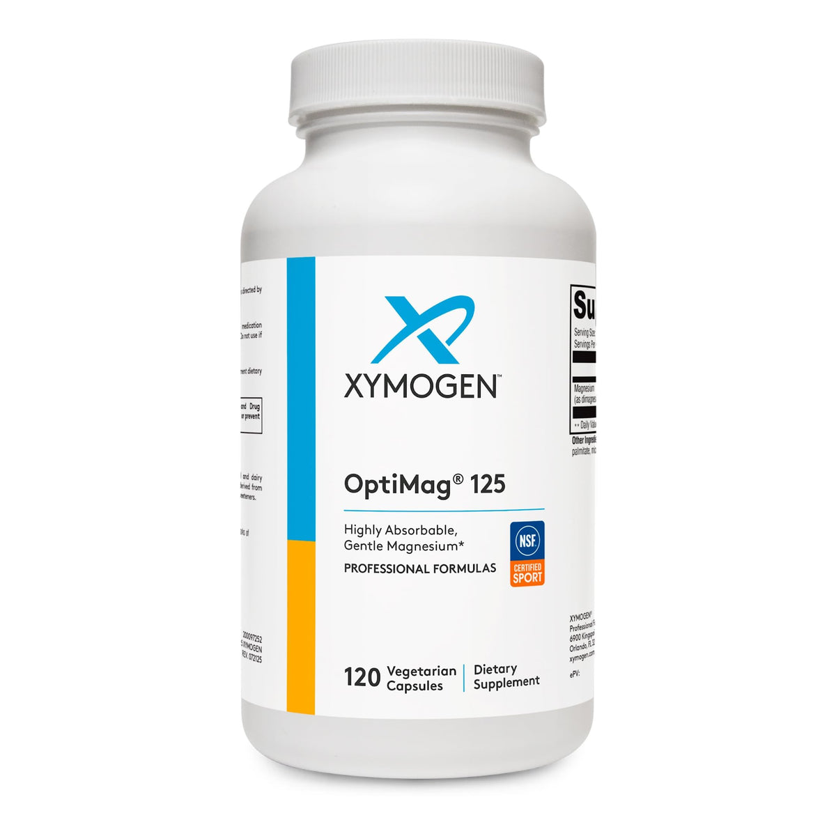 XYMOGEN OptiMag 125, 120 capsules vue avant avec étiquette