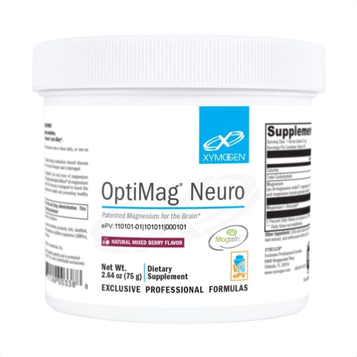 XYMOGEN OptiMag Neuro poudre de magnésium 109g saveur baie mixte