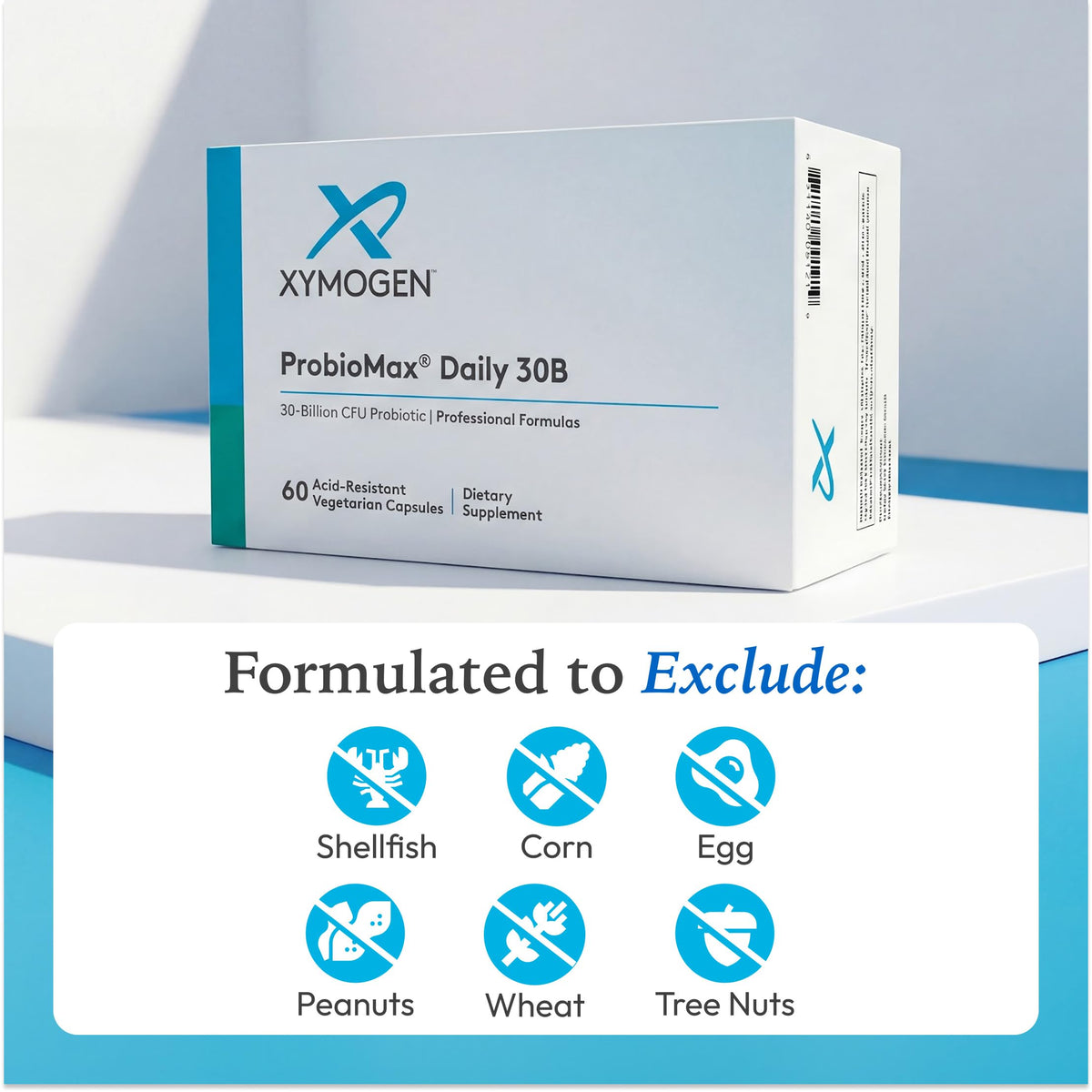 XYMOGEN ProbioMax Daily 30B avec une main tenant la boîte