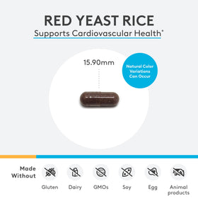 XYMOGEN Riz Rouge Capsules en gros plan sur une surface blanche