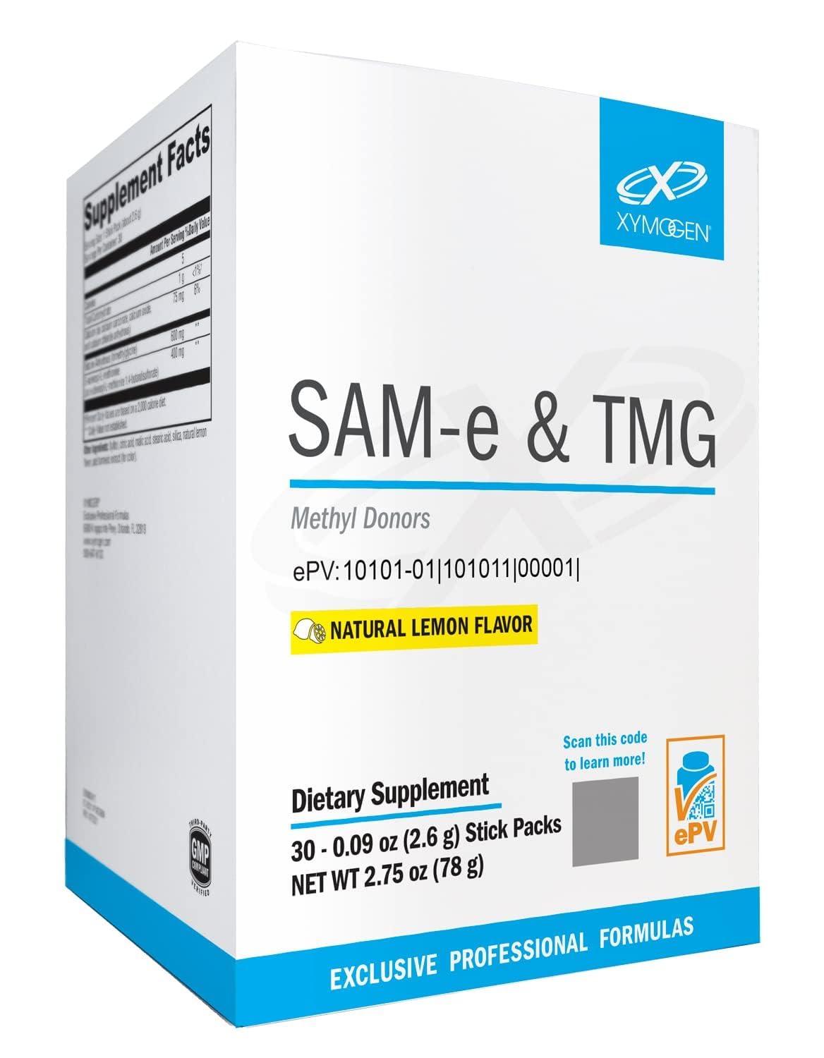 XYMOGEN SAM-e & TMG Complément Alimentaire Citron 30 Portions - vue avant