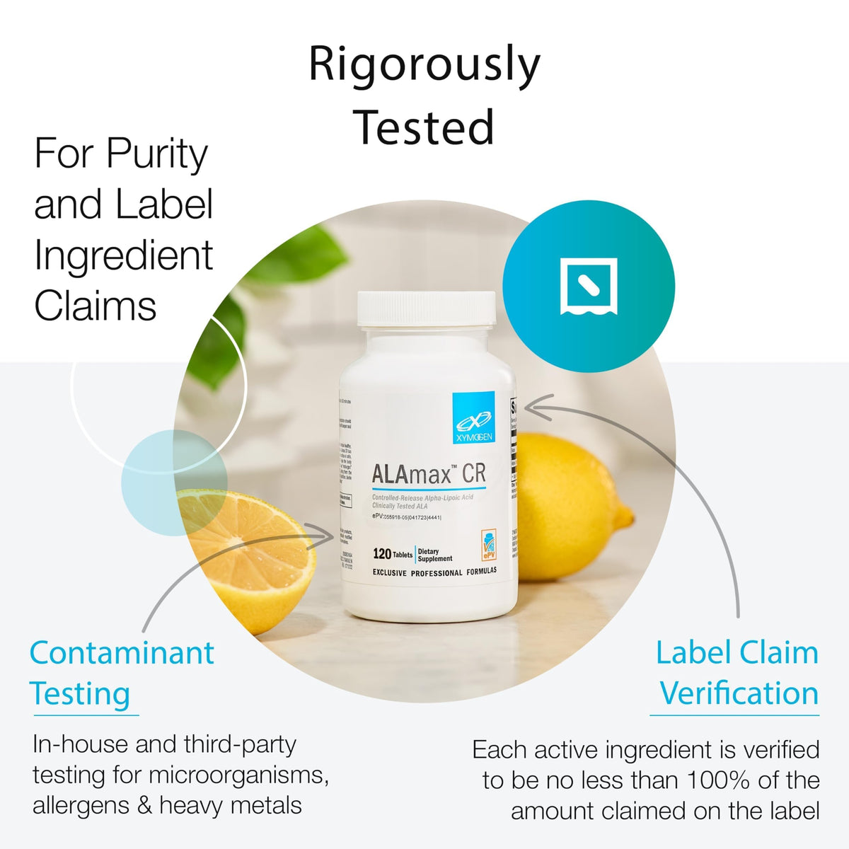 XYMOGEN SAM-e & TMG sur une table avec d'autres compléments