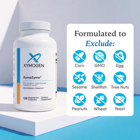 XYMOGEN XymoZyme 120 capsules avec arrière-plan naturel