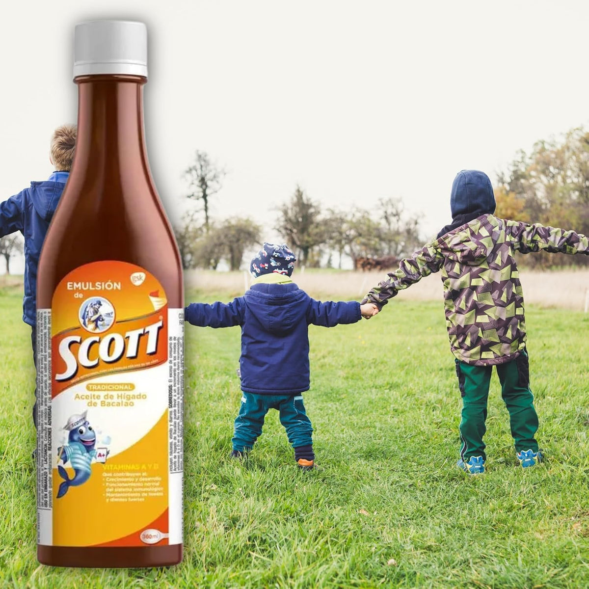 Yahve Emulsion de Scott Huile de Foie de Morue 180 ml étiquette