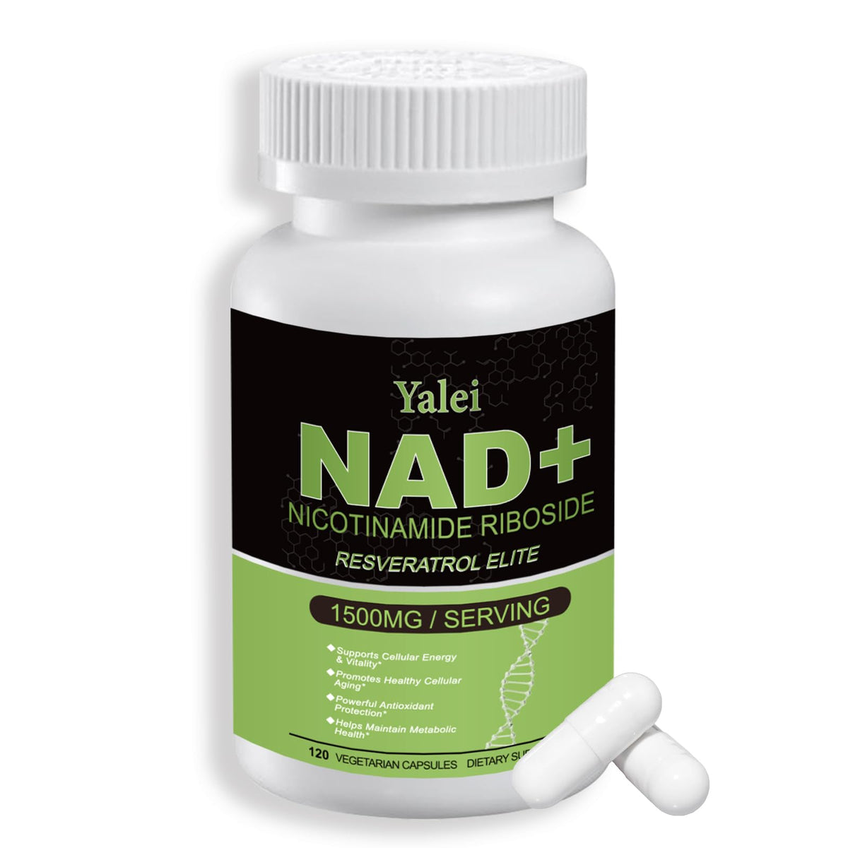 Yalei Resvératrol 1500mg capsules végétales vue de face