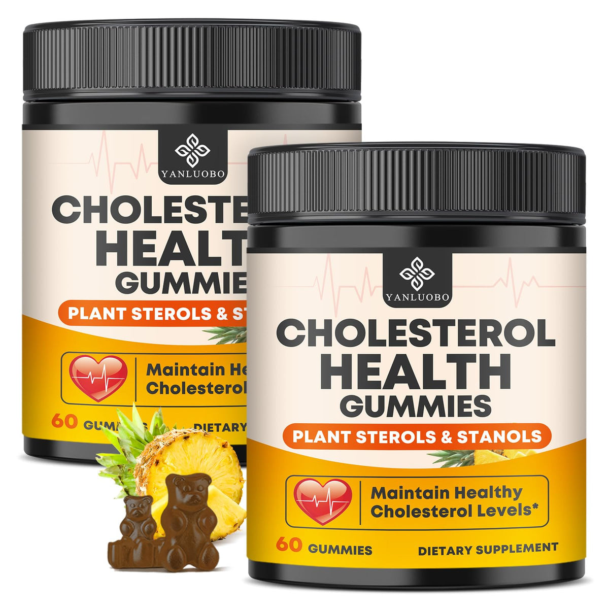 YANLUOBO Gummies de Cholestérol 1200mg saveur ananas, vue avant