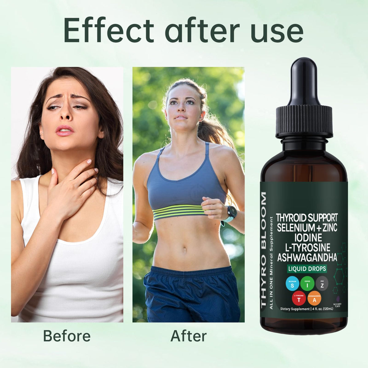 YATIME Gouttes Liquides de Soutien Thyroïdien 120 mL avec verre d'eau