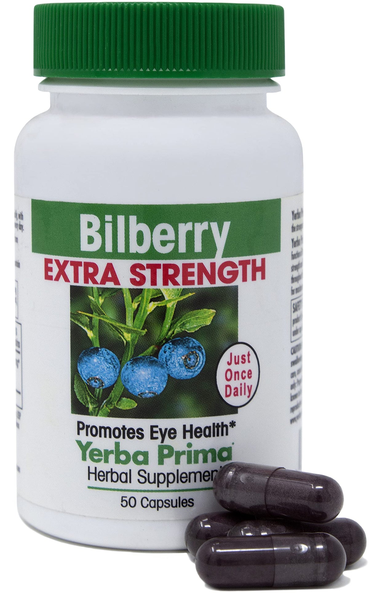 Yerba Prima Bilberry Extra Force 50 capsules - vue de face