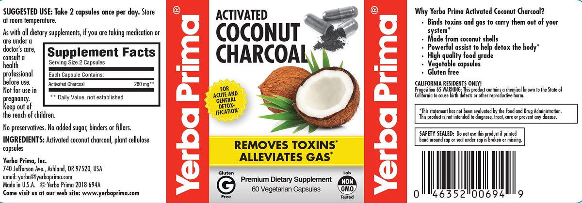 Yerba Prima Charbon Actif de Coco - vue de côté