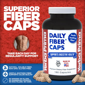 Yerba Prima Daily Fiber Caps 180 capsules avec étiquette
