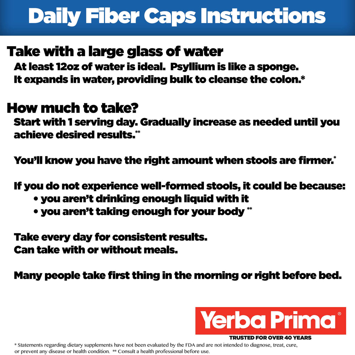 Yerba Prima Daily Fiber Caps 400 capsules avec ingrédients