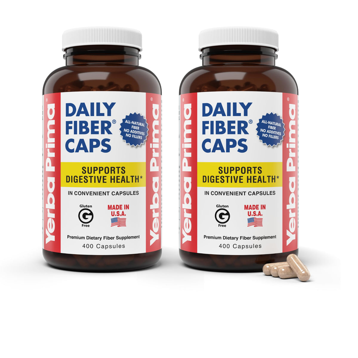 Yerba Prima Daily Fiber Caps 400 capsules pack de 2