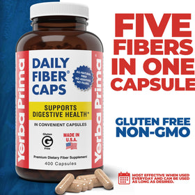 Yerba Prima Daily Fiber Caps 400 capsules vue de côté