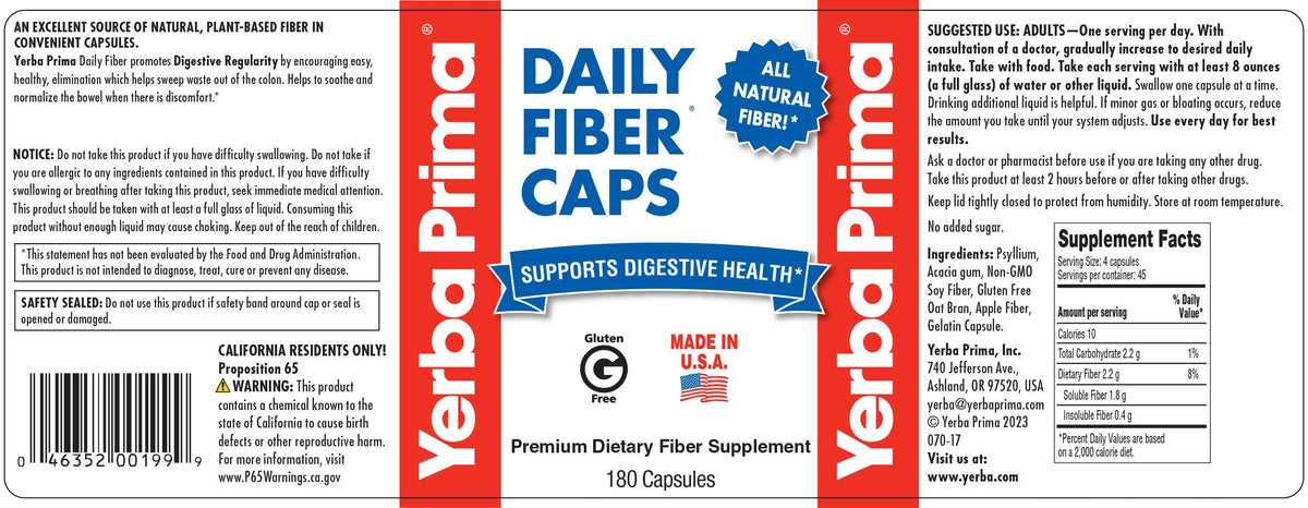 Yerba Prima Daily Fiber Caps - emballage ouvert