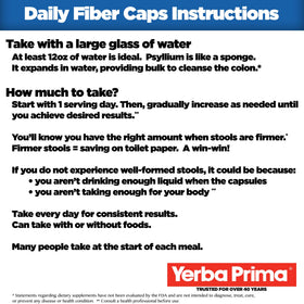 Yerba Prima Daily Fiber Formula 180 gélules en gros plan