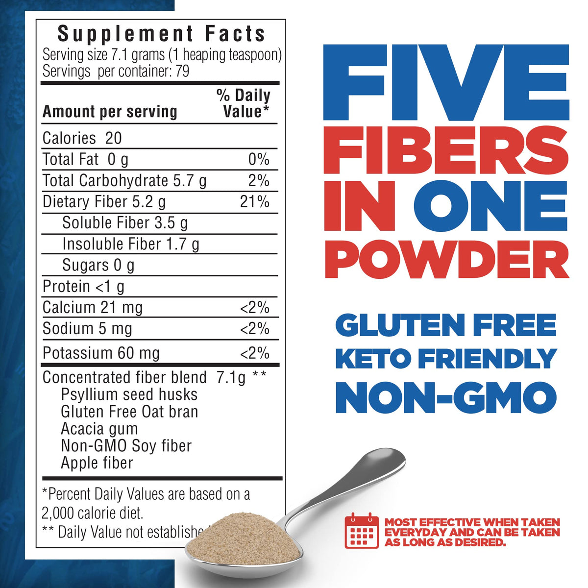 Yerba Prima Daily Fiber Formula Poudre Non Aromatisée 566 g étiquette