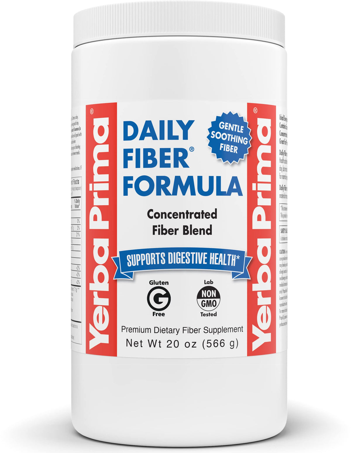 Yerba Prima Daily Fiber Formula Poudre Non Aromatisée 566 g vue de face