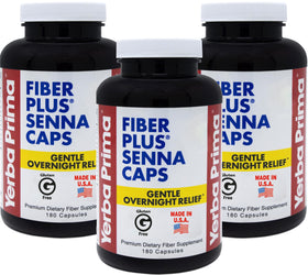 Yerba Prima Fiber Plus Senna 3 Pack de 180 capsules chaque bouteille