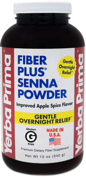 Yerba Prima Fiber Plus Senna Poudre 340g Saveur Pomme Épice vue avant