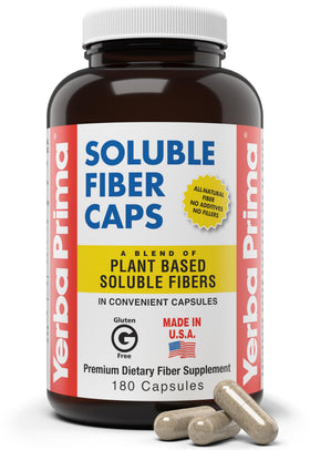 Yerba Prima Formule de Fibres Solubles Capsules 180 Comp. vue de face