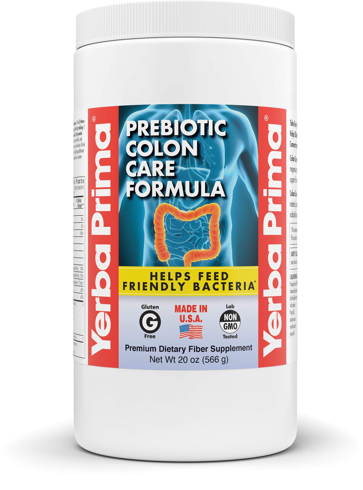 Yerba Prima Formule Prébiotique pour le Colon 20 oz Poudre vue de face