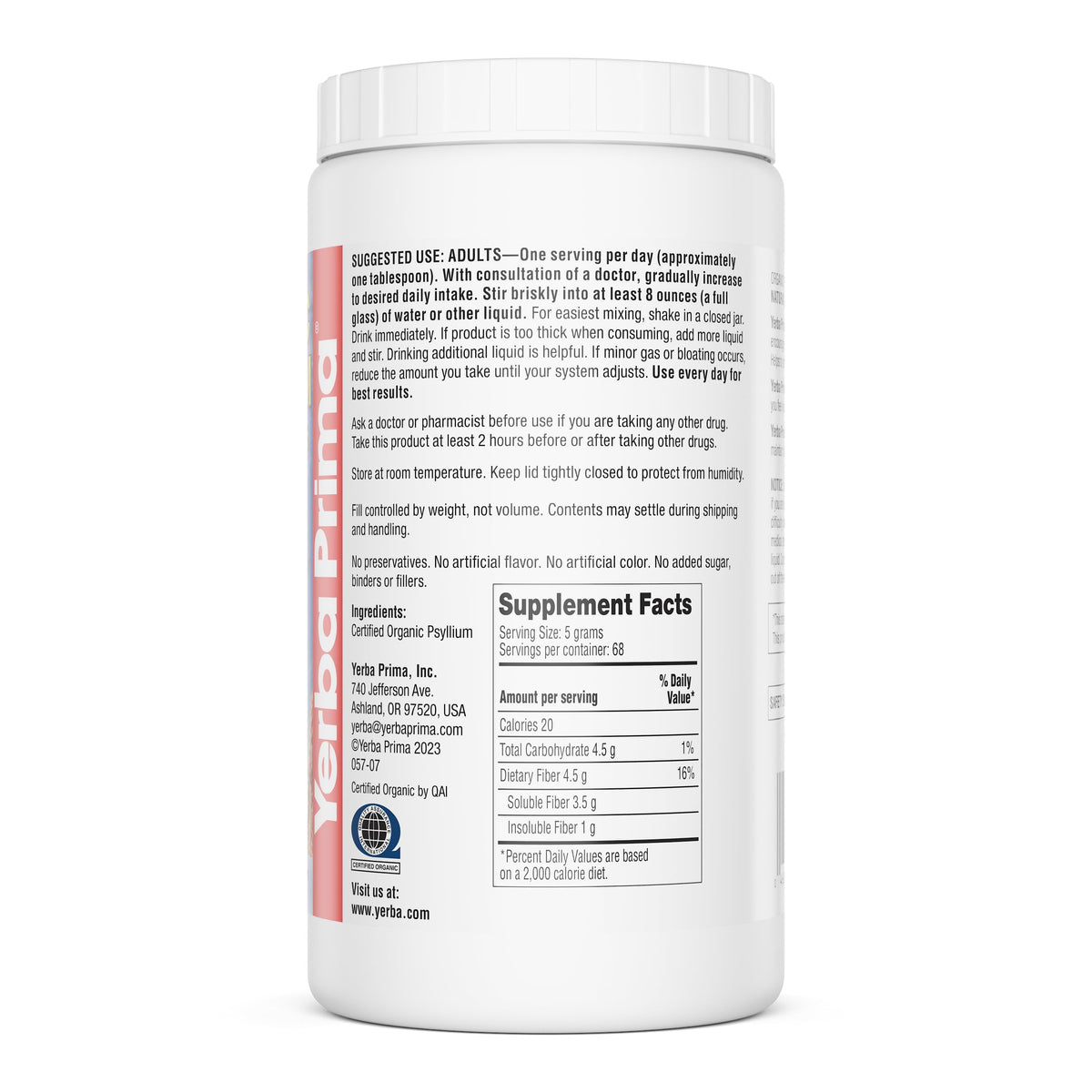 Yerba Prima Psyllium Bio 431g - packaging du produit
