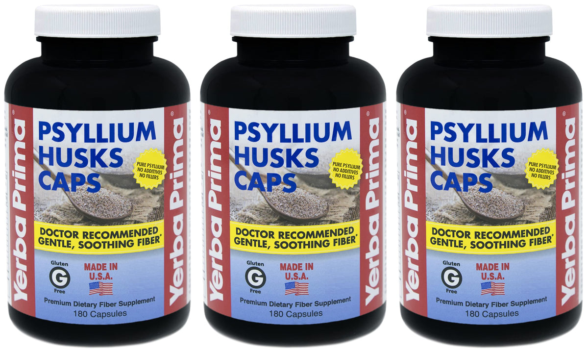 Yerba Prima Psyllium Caps Pack de 3 Bouteilles de 180 Capsules