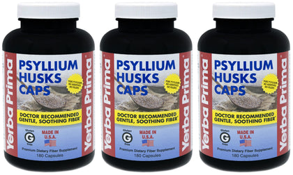 Yerba Prima Psyllium Caps Pack de 3 Bouteilles de 180 Capsules