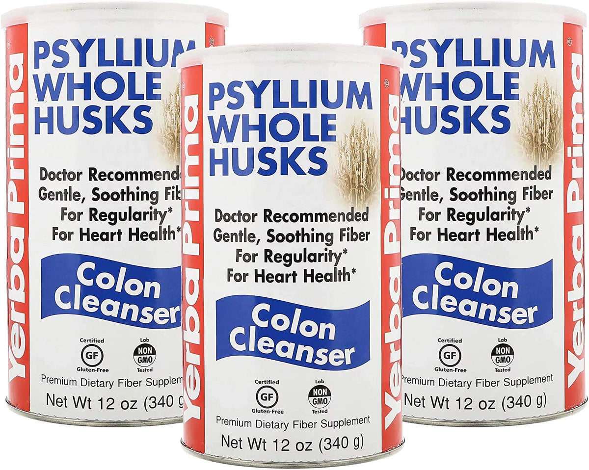 Yerba Prima Psyllium Husk pack de 3 bouteilles de 12 oz