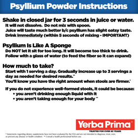 Yerba Prima Psyllium Husk Powder 24 oz - détails de l'étiquette