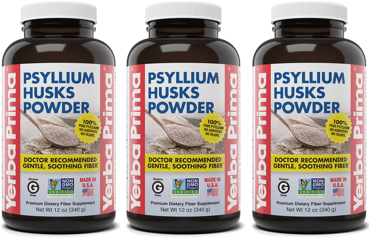 Yerba Prima Psyllium Husk Powder 3 x 340 g vue de face
