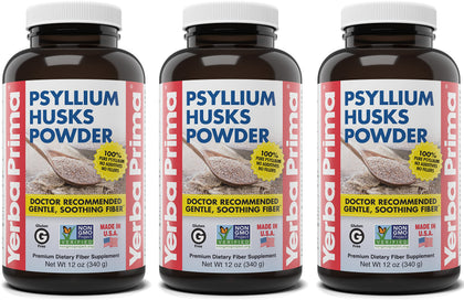 Yerba Prima Psyllium Husk Powder 3 x 340 g vue de face