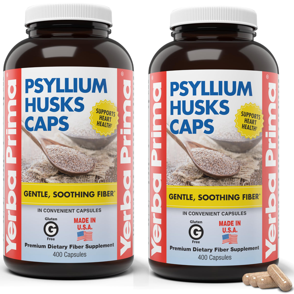 Yerba Prima Psyllium Husks Caps 400 capsules en vue de face
