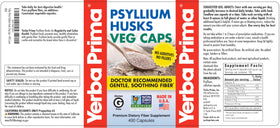 Yerba Prima Psyllium Husks Capsules 400 Veg Caps 625mg bottle with label