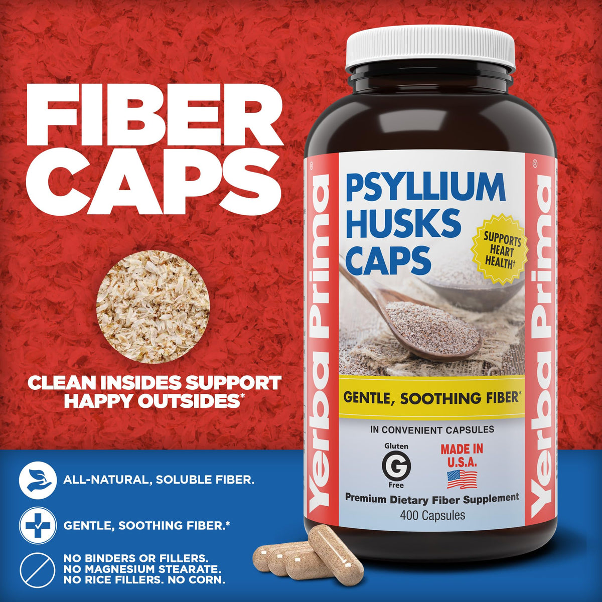 Yerba Prima Psyllium Husks Capsules - étiquette et informations nutritionnelles