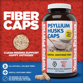 Yerba Prima Psyllium Husks Capsules - étiquette et informations nutritionnelles