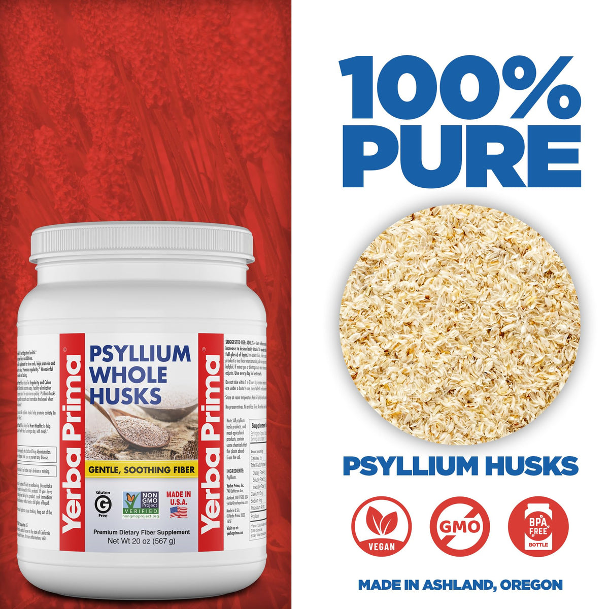 Yerba Prima Psyllium Whole Husks 20 oz côté