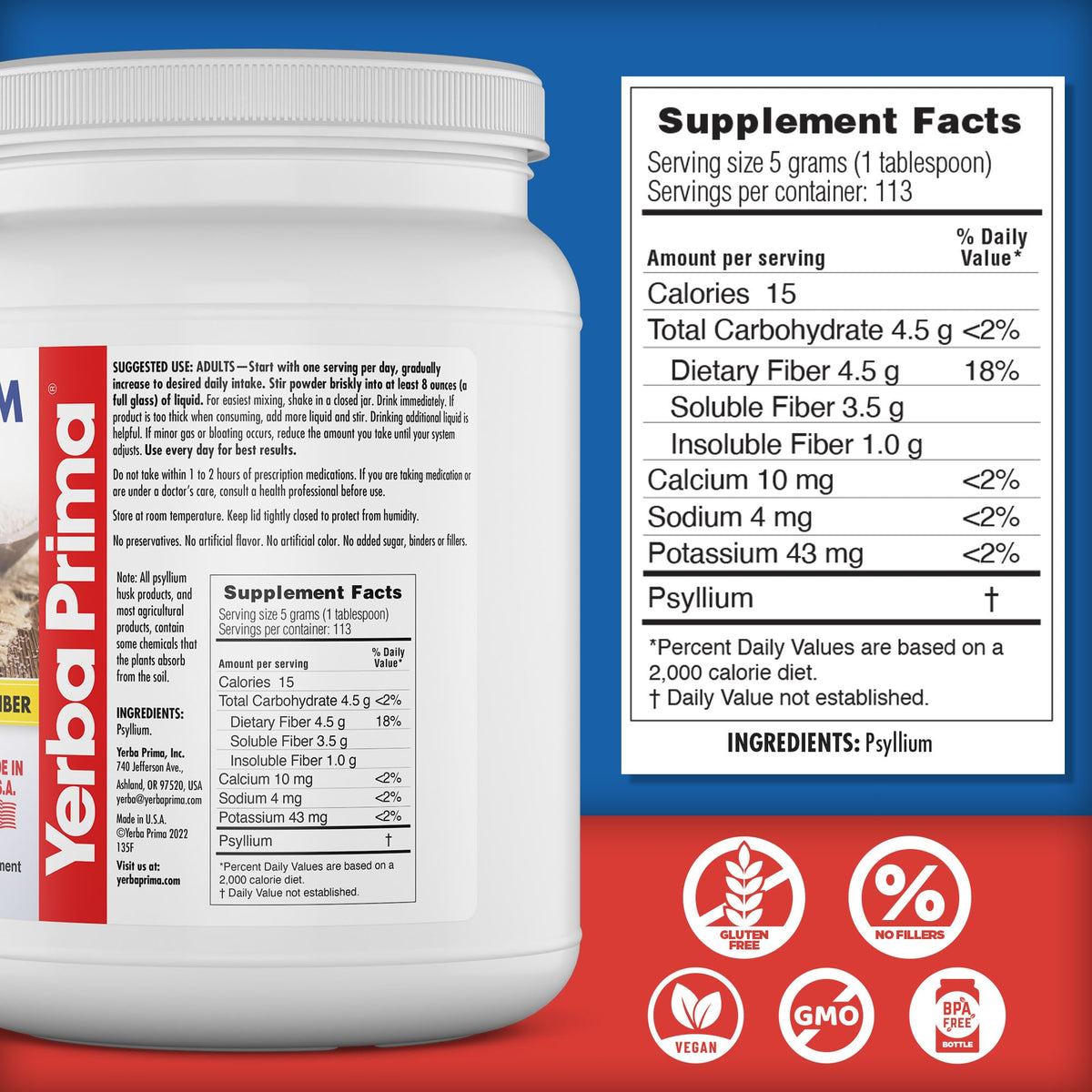 Yerba Prima Psyllium Whole Husks 20 oz en utilisation avec céréales