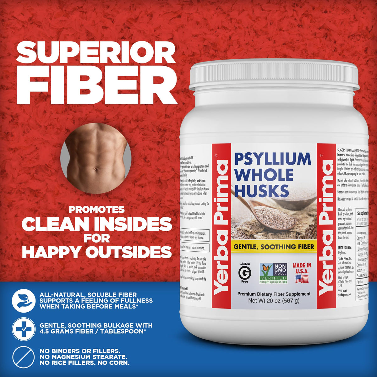 Yerba Prima Psyllium Whole Husks 20 oz en utilisation avec smoothie