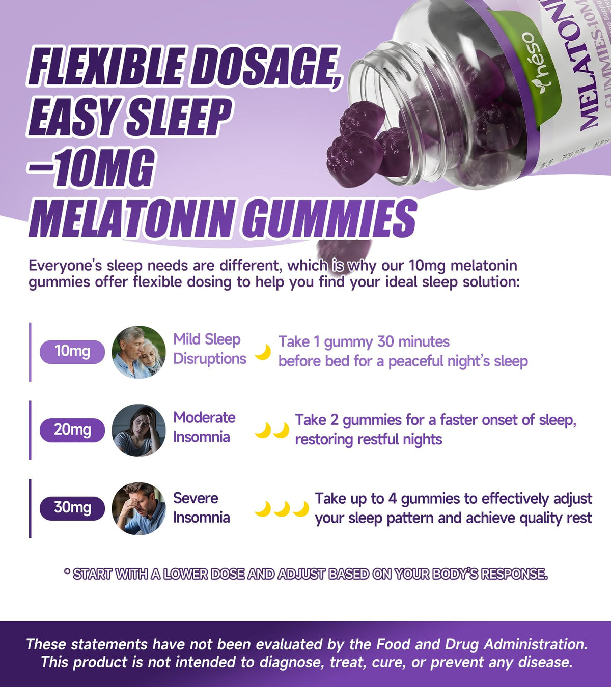 Yheso Gummies Sans Sucre 10mg Mélatonine en milieu de vie