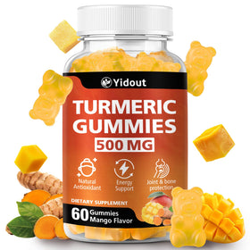 Yidout Gummies de Curcuma 500mg avec Gingembre et Poivre Noir - vue de face