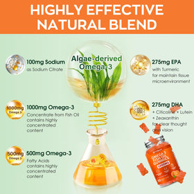 Yidout Gummies Omega 3 en gros plan sur un fond blanc