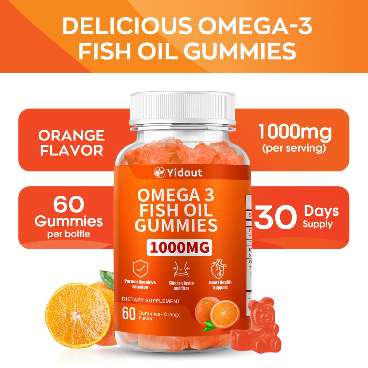 Yidout Gummies Omega 3 ouvertes montrant les gummies à l'intérieur