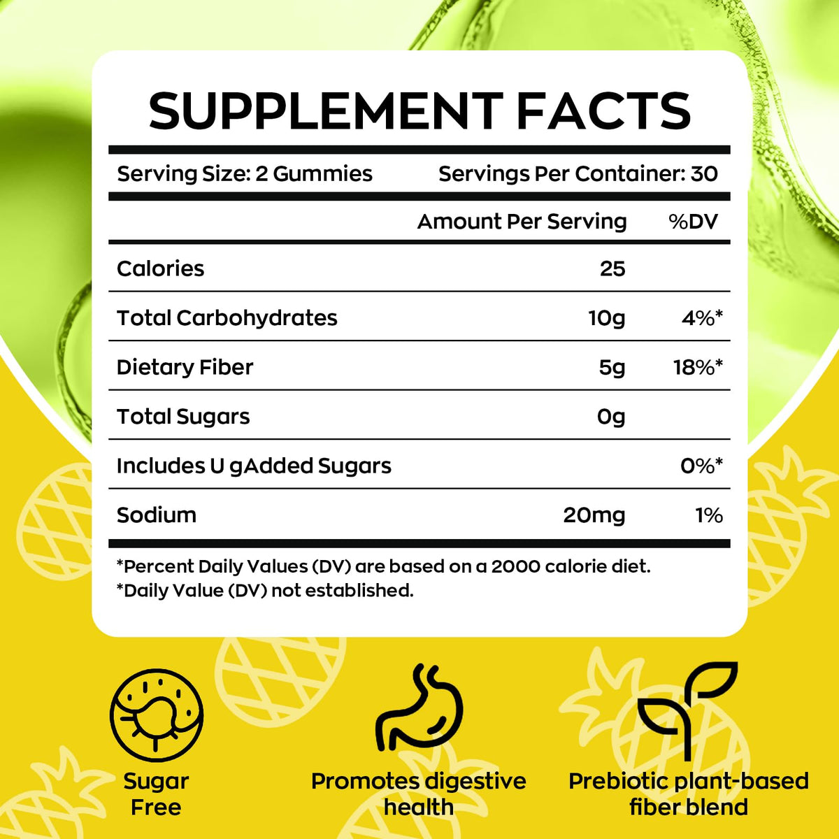 Yidout Gummies Probiotiques Adultes Ananas 60 Comp. vue arrière
