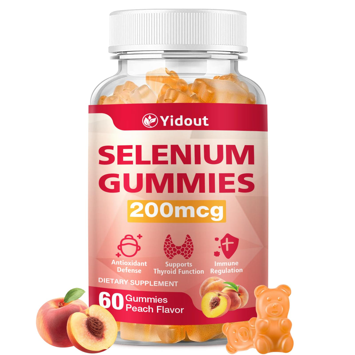 Yidout Gummies Sélénium 200mcg 60 pièces en boîte